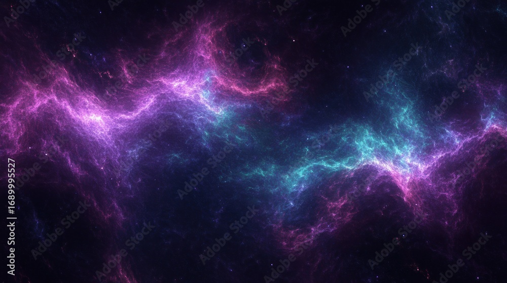 Obraz premium Vibrant cosmic nebula with swirling clouds of purple, pink, and blue gas and dust creating a mesmerizing glowing space scene
