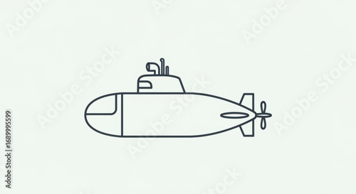 A submarine, an underwater vessel for exploration and defense simple line art and modern design