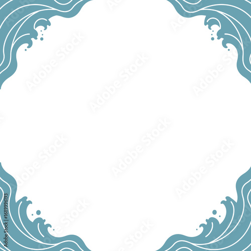 A decorative frame with wave patterns, suitable for invitations or artistic displays.