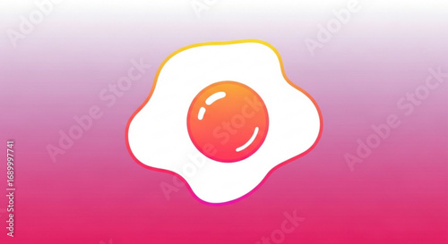 A stylized fried egg with a vibrant gradient yolk on a soft gradient background, a simple and modern food illustration