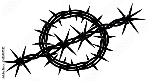 Spiky twisted metal barbed wire steel industrial design element