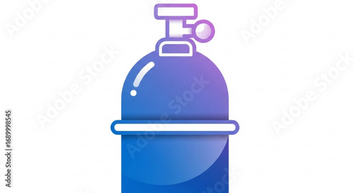 Blue gas cylinder icon oxygen tank vector illustration industrial container for compressed gas with valve and regulator