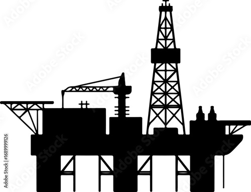 oil drilling platform silhouette vector illustration