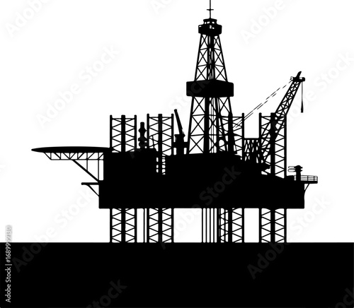 oil drilling platform silhouette vector illustration