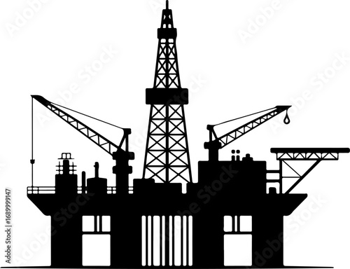 oil drilling platform silhouette vector illustration