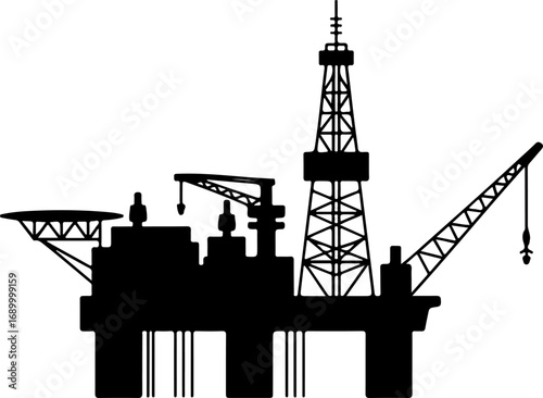 oil drilling platform silhouette vector illustration