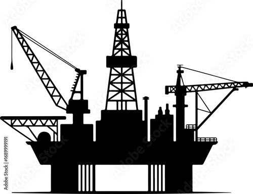 oil drilling platform silhouette vector illustration