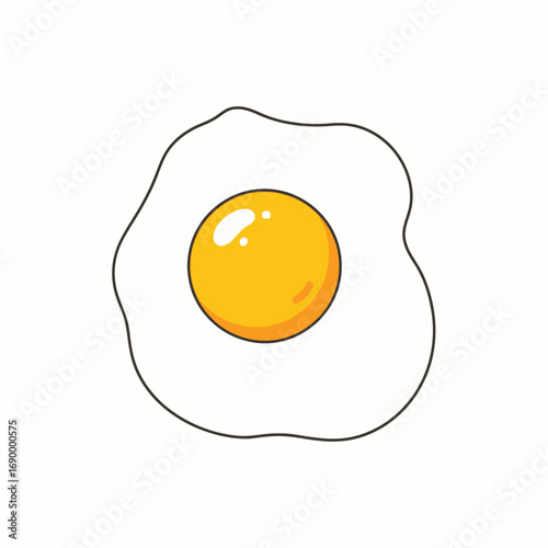 Simple Fried Egg Illustration with Yellow Yolk