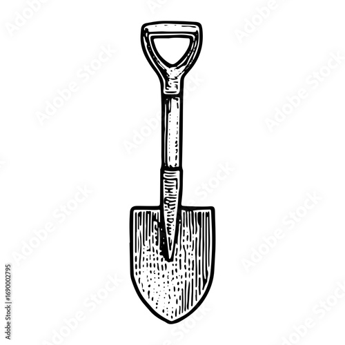 Vintage Shovel Illustration: Digging Garden Tool