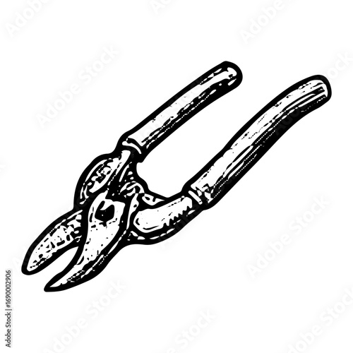 Vintage Pruning Shears Illustration: Garden Trimming Tool