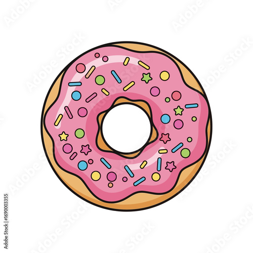 Delicious Pink Donut with Colorful Sprinkles
