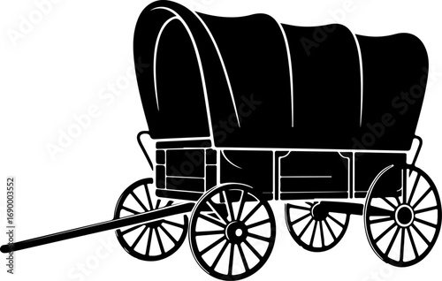 Old western covered wagon  silhouette vector illustration