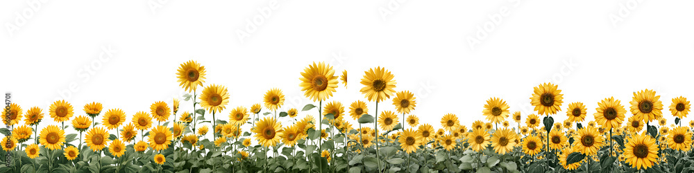 Obraz premium Sunflower Field Border Isolated on White