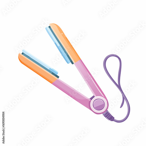 Baby  purple pastel hair straightener flat vector artwork