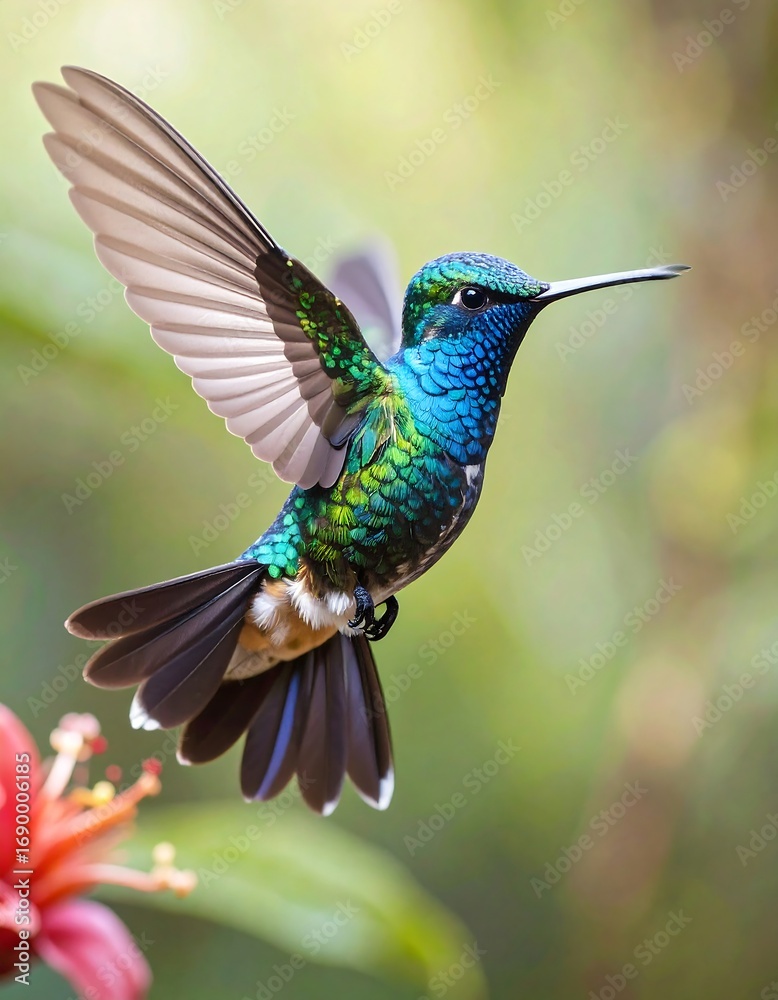 Fototapeta premium Vibrant hummingbird in flight