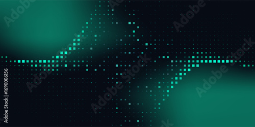Technology digital futuristic internet network connection dark black background, green abstract cyber information communication, Ai big data science, innovation future tech line. eps10