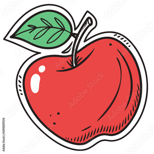 Fresh Juicy Apple Cartoon Illustration | Organic Red Fruit Drawing for Smoothies, Snacks, Desserts, and Healthy Living