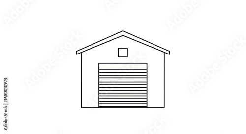 Simple Outline Drawing of a Single-Story Garage.