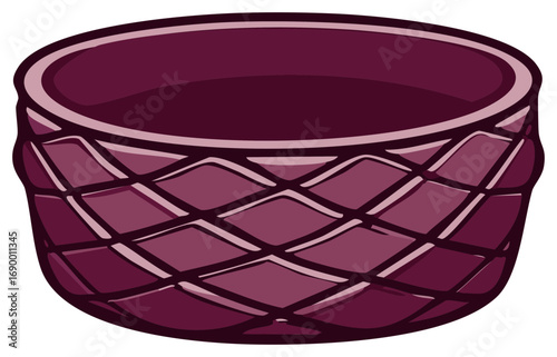 Woven Purple Basket Graphic Illustration for Food Storage or Decorative Use