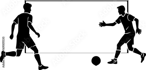 Two football goalkeeper and goalpost silhouettes