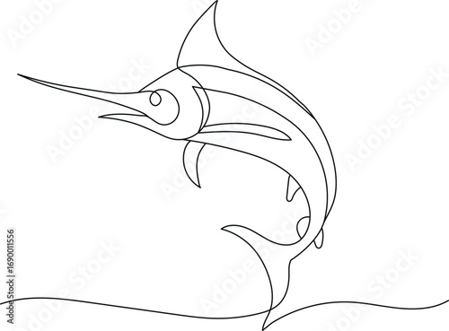 line illustration of a marlin isolated on a white background