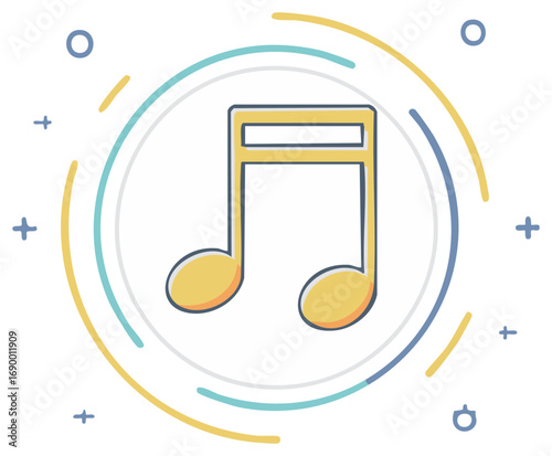 Musical Note Icon with Artistic Circle Accents for Modern Design Projects