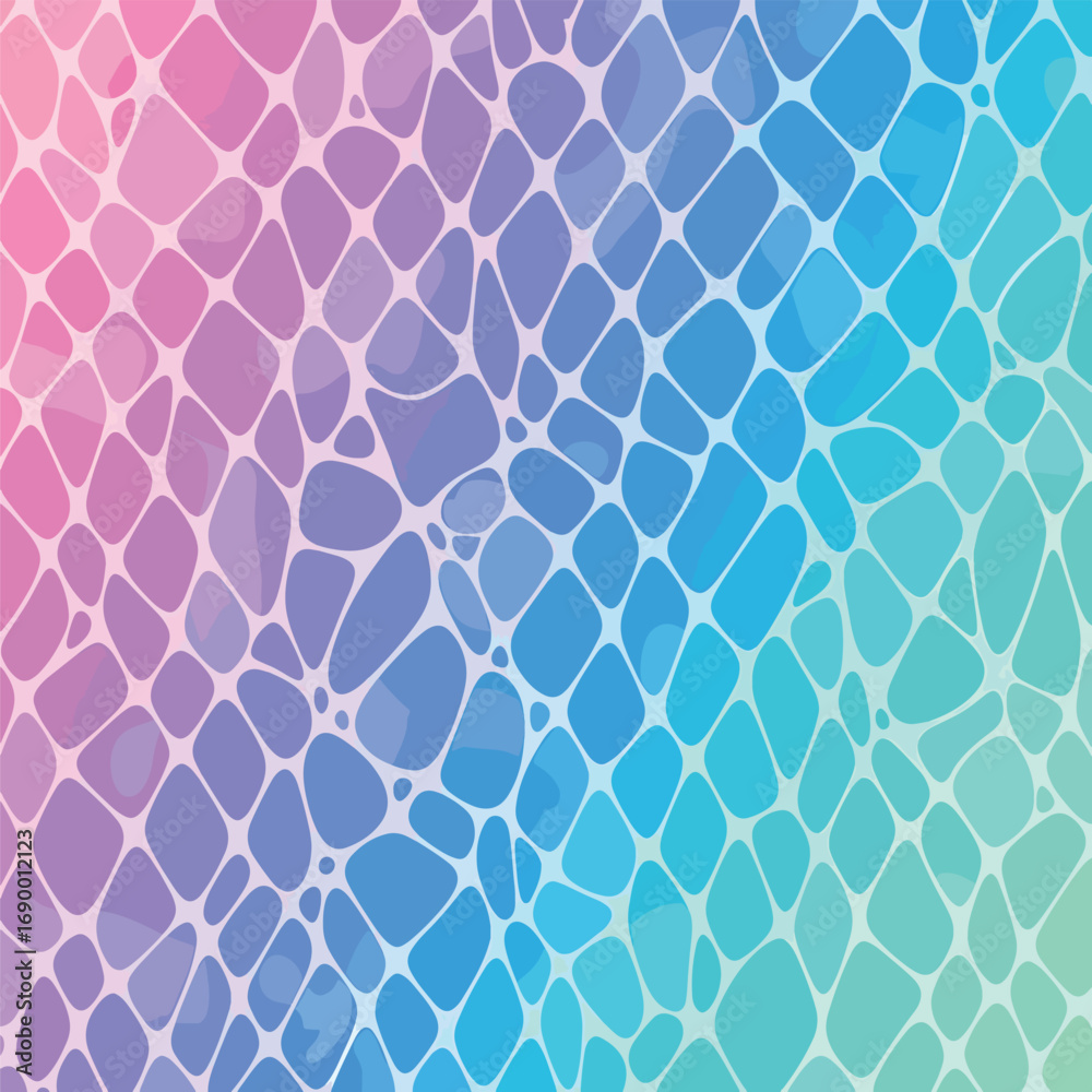 Fototapeta premium Abstract mosaic pattern with fluid gradient from pink to blue and green hues, seamless pattern, Stock royalty free image.