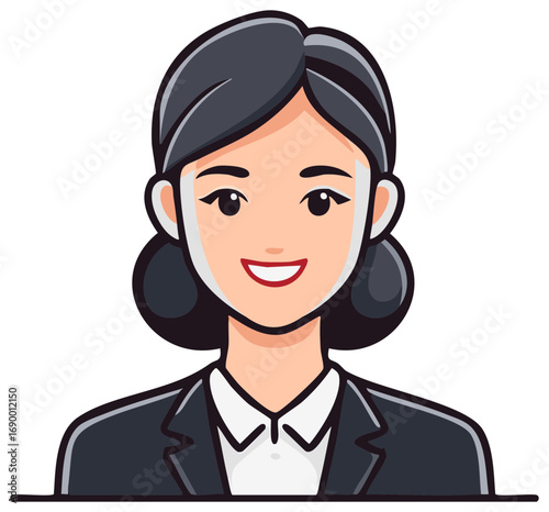 Smiling woman in business suit with dark hair and professional appearance