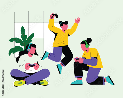 E-sports team or video game tournament with friends