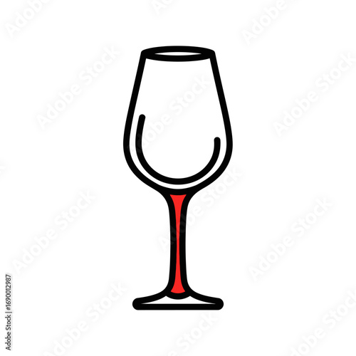 Stylized Wine Glass Icon with Red Stem