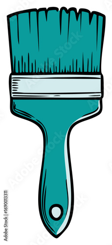 Vibrant turquoise painters brush graphic for art DIY projects and home improvement