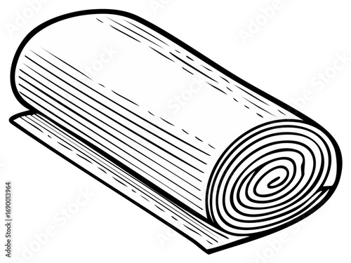 Rolled Up Fabric Material, Hand Drawn Sketch Style