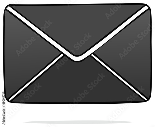 A dark gray envelope with white trim appears to be sealed closed.