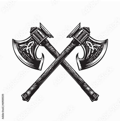 Crossed Battle Axes Icon Ancient Weapon Vector image on white background