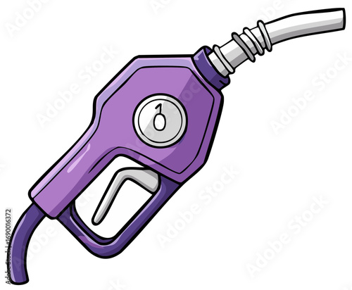 Cartoon Purple and Gray Gas Pump Nozzle for Vehicle Fueling with Number One