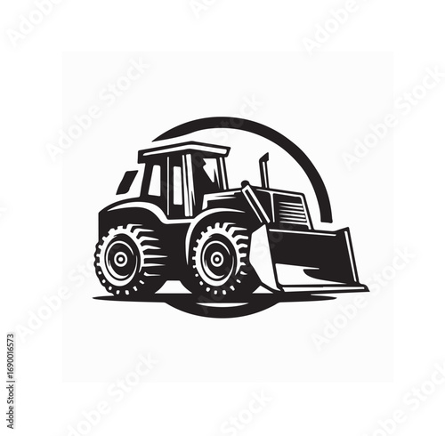 Heavy Bulldozer Silhouette Logo Vector isolated on white background