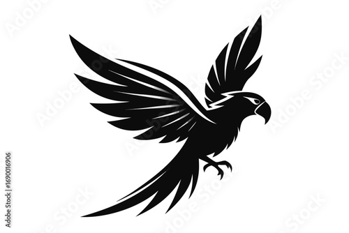 Eagle with spread wings vector tattoo illustration