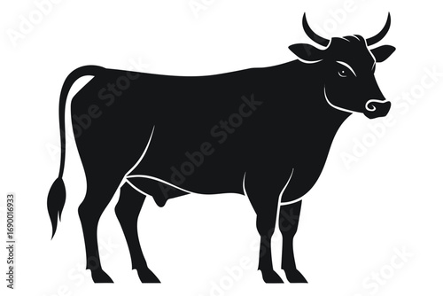 Black silhouette of a goat and bull on a farm vector illustration