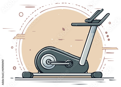 Modern stationary exercise bike with console and handles for cardio workout