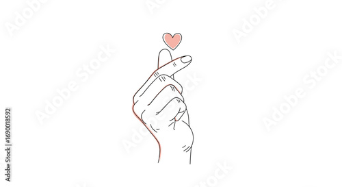 An artistic depiction of a hand forming the korean finger heart symbol a gesture of affection and love