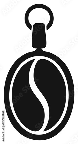 Minimalist coffee bean pendant icon or keychain charm symbol for espresso and cafe branding
