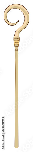 Traditional Shepherd's Crook Staff or Bishop Crozier Symbol Illustration