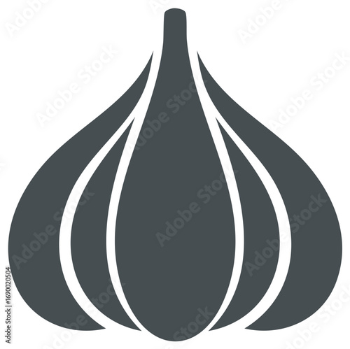 Simple flat vector icon of a whole garlic bulb, monochrome vegetable silhouette for cooking and recipes