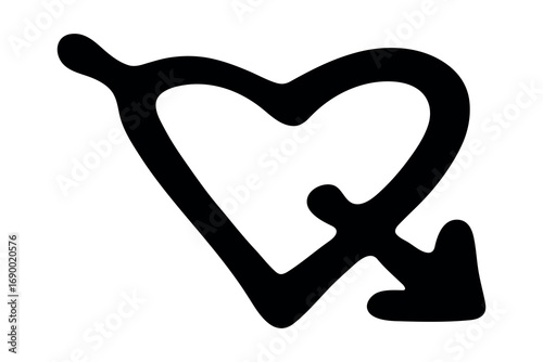 Simple hand drawn heart drawing illustration Scribble heart doodle Love clipart