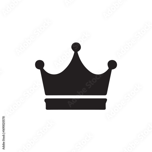 Minimalist vector design of a royal crown, black and white illustration accented with bold black outline, emphasizing authority, grace, tradition, and symbolic elegance.