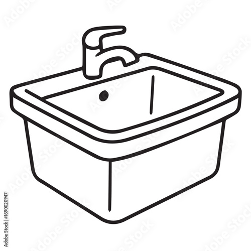 Minimalist vector drawing of washtaple, designed in black and white with bold black outline, emphasizing elegance, hygiene, clarity, simplicity, and functional aesthetic.