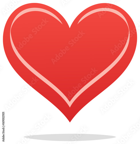 Gradient red heart shape with white outline for love and affection concepts