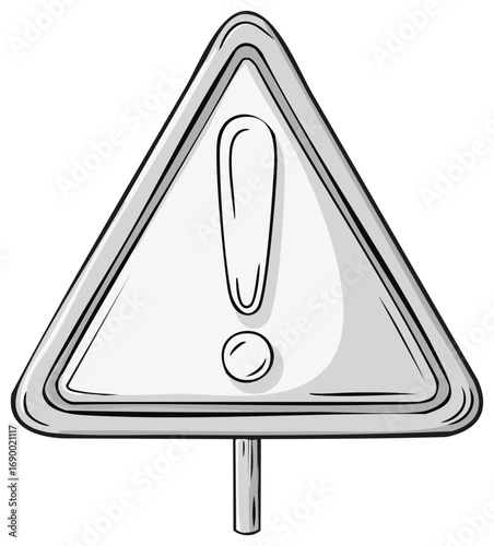 Hand-drawn triangular warning sign with exclamation mark for hazard or caution