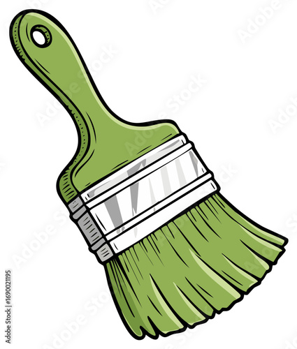 Hand Drawn Green Paint Brush Tool for Decorating and Art Projects