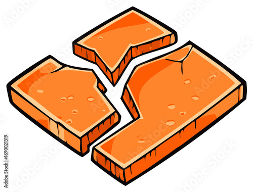 Vibrant orange fragmented geometric shapes abstract conceptual illustration